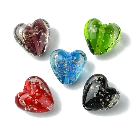 Luminous Handmade Gold Sand Lampwork Beads FOIL-B001-03-1