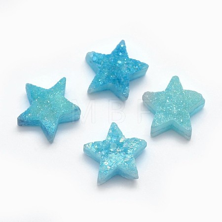 Electroplate Natural Druzy Quartz Charms G-P382-I16-1