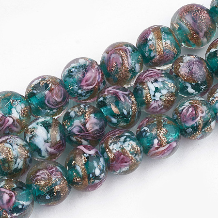 Handmade Gold Sand Lampwork Beads X-LAMP-T006-09D-1