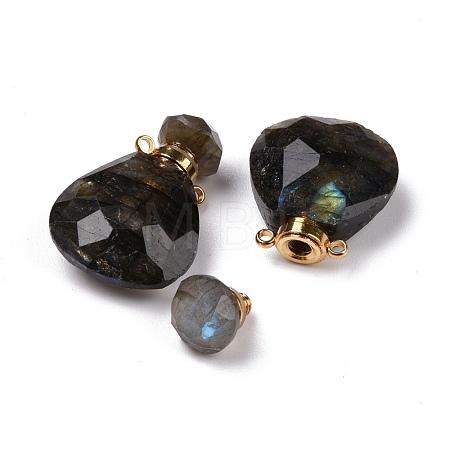 Teardrop Natural Labradorite Perfume Bottle Pendants G-H241-02D-G-1