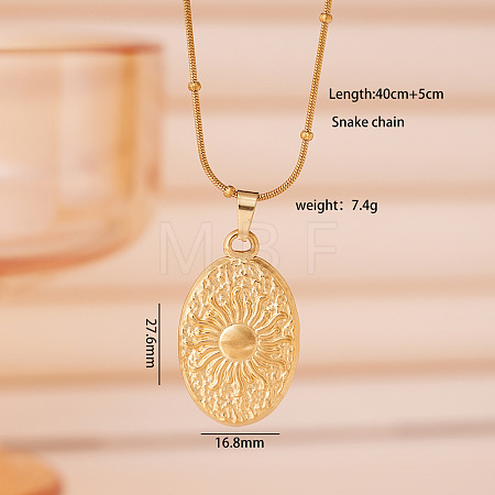 304 Stainless Steel Sun Pendant Necklaces for Women WGCF58B-04-1