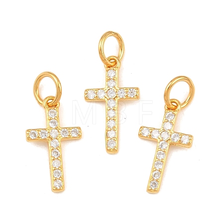 925 Sterling Silver Pave Clear Cubic Zirconia Cross Charms STER-A049-06G-1