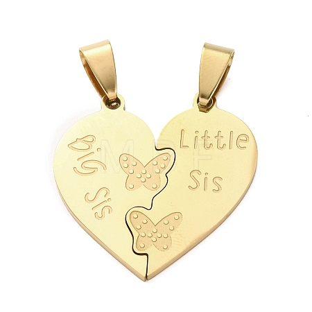 201 Stainless Steel Split Pendants STAS-F368-04G-1