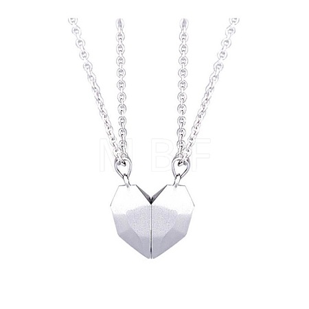 Non-Tarnish Valentine's Day 304 Stainless Steel Magnetic Heart-shaped Couples Necklace Set with Peach Heart Pendant RE7695-1-1