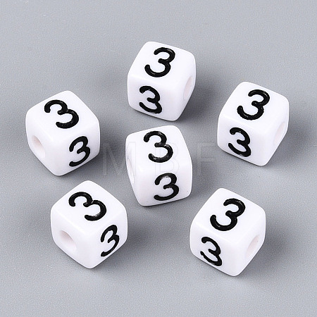 Opaque Acrylic European Large Hole Beads SACR-N020-01B-04-1