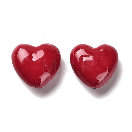 Heart Brass Enamel Beads KK-M324-08A-G02-1