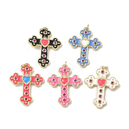 Brass Micro Pave Cubic Zirconia Pendants KK-Z153-19G-1