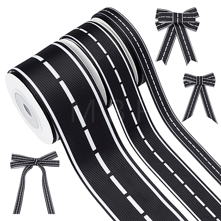 3 Rolls 3 Styles Polyester Ribbons OCOR-WH0120-53-1