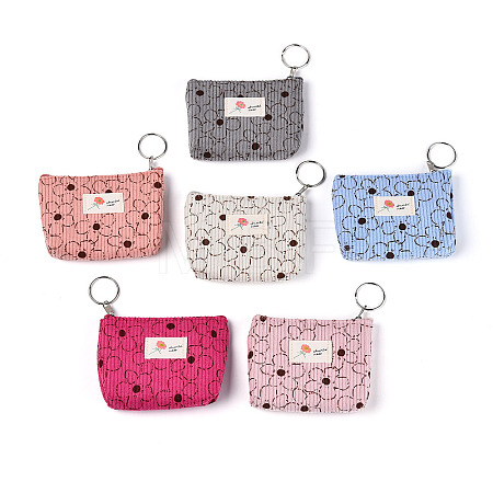 Flower Pattern Corduroy Wallets AJEW-N003-24-1