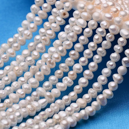 Potato Natural Cultured Freshwater Pearl Beads Strands X-PEAR-E007-3-4mm-AA-1
