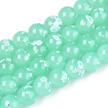 Baking Paint Glass Beads Strands DGLA-N015-8mm-07-1