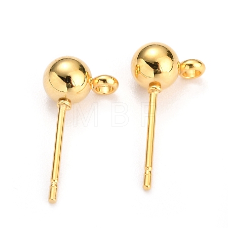 304 Stainless Steel Ball Post Stud Earring Findings STAS-Z035-01G-D-1