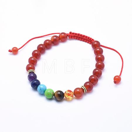 Natural Carnelian Braided Bead Bracelets BJEW-F276-G09-1