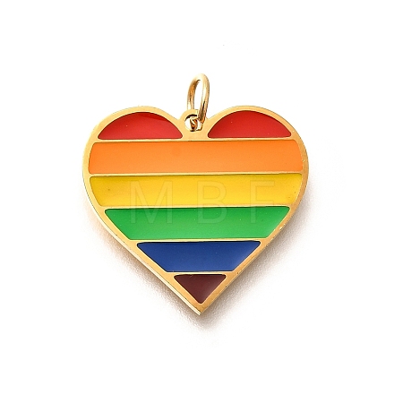 Pride 304 Stainless Steel Enamel Pendants STAS-B079-01G-03-1