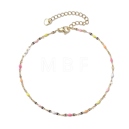 304 Stainless Steel Enamel Link Chains Anklets AJEW-AN00588-02-1