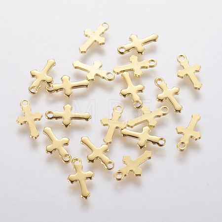 304 Stainless Steel Tiny Cross Charms STAS-F201-01G-1
