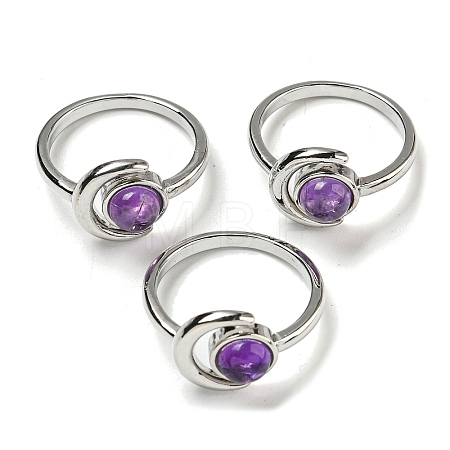 Natural Amethyst Adjustable Rings RJEW-K269-09P-09-1