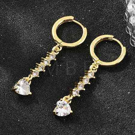 Brass Micro Pave Cubic Zirconia Hoop Dangle Earrings KK-CBA8324-07G-02-1