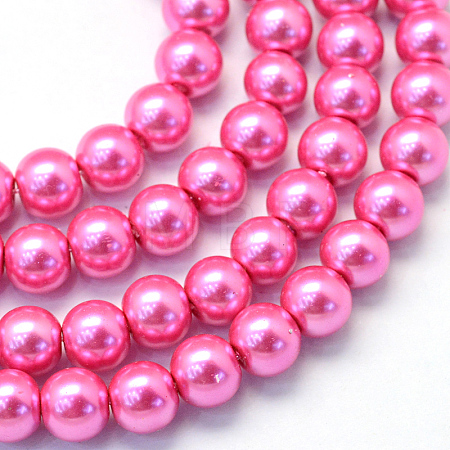 Baking Paint Pearlized Glass Pearl Round Bead Strands X-HY-Q003-6mm-54-1