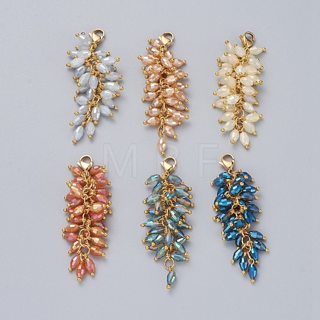 Electroplate Glass Cluster Beads Pendants HJEW-JM00372-1