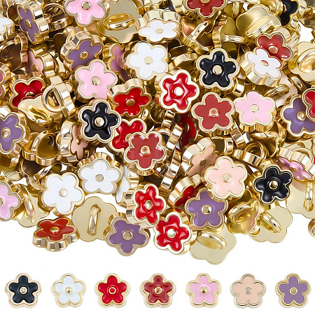 140Pcs 7 Colors Alloy Enamel Buttons FIND-GF0008-29-1