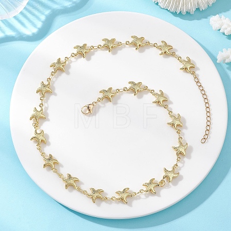 Ocean 304 Stainless Steel Starfish Link Chain Necklaces for Women NJEW-JN05921-1