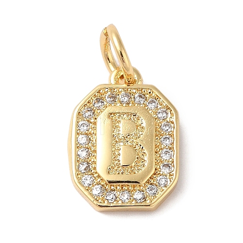 Real 18K Gold Plated Brass Micro Pave Clear Cubic Zirconia Pendants KK-L216-002G-B-1