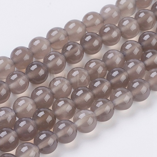 Natural Grey Agate Beads Strands X-G-G583-8mm-08-1