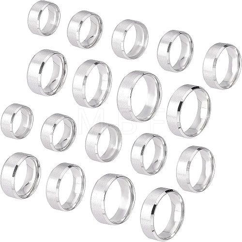 DICOSMETIC 18Pcs 9 Size 201 Stainless Steel Plain Band Ring for Men Women RJEW-DC0001-07B-1