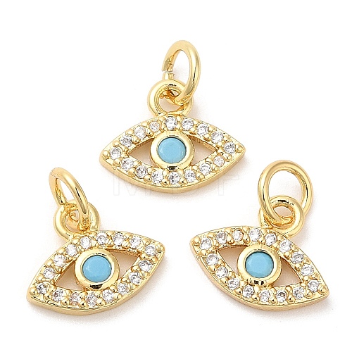 Eco-Friendly Brass Micro Pave Cubic Zirconia Charms ZIRC-F083-018G-01-RS-1