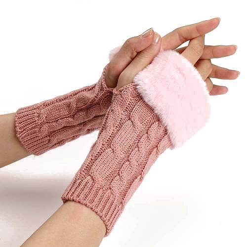 Acrylic Fibers Knitting Fingerless Gloves PW-WG53A2A-06-1