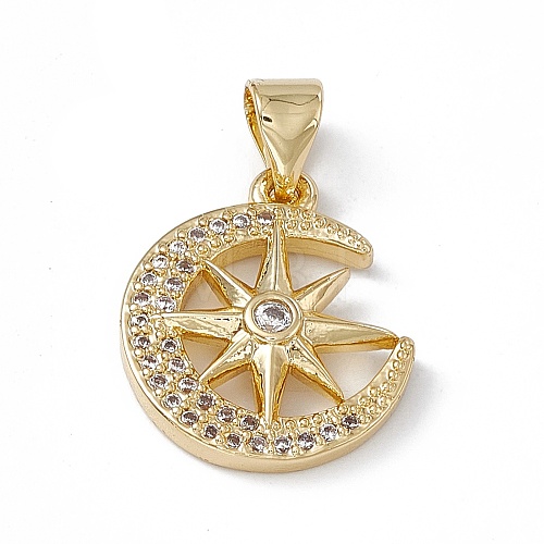 Rack Plating Brass Micro Pave Cubic Zirconia Pendants KK-G451-25G-1