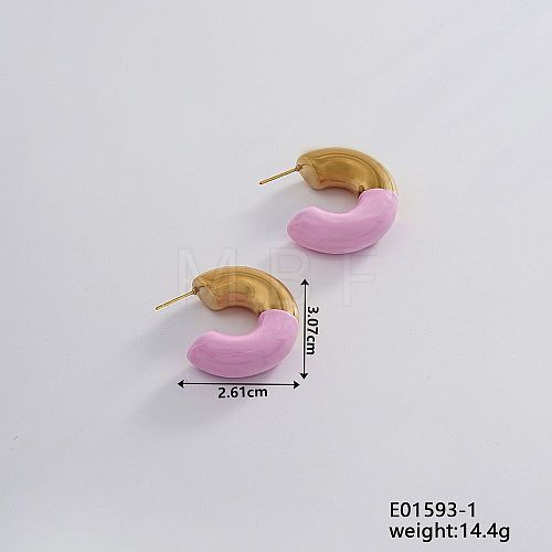 Vintage Retro Stainless Steel C-Shaped Stud Earrings for Women JV8839-1-1