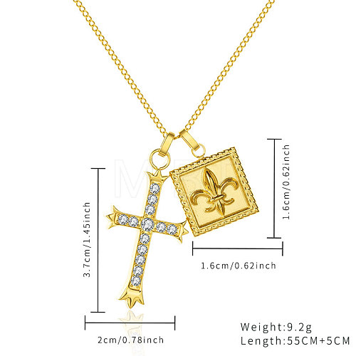 Stainless Steel Gold Cross Star Necklaces WJ2028-1-1