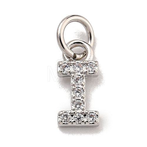 Initial Letter Brass with Cubic Zirconia Charms KK-Q814-26I-P-1