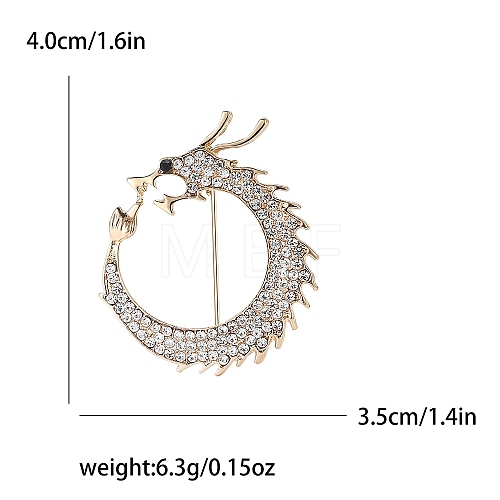 Alloy and Glass Rhinestone Dragon Ring Brooch for Men PW-WG74F5A-04-1