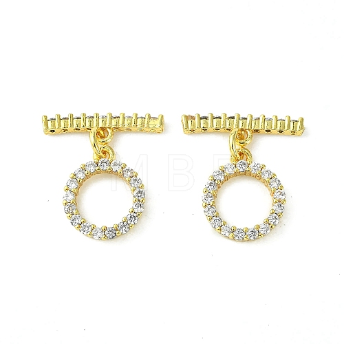 Rack Plating Eco-Friendly Brass Pave Clear Cubic Zirconia Toggle Claps KK-K330-45G-1