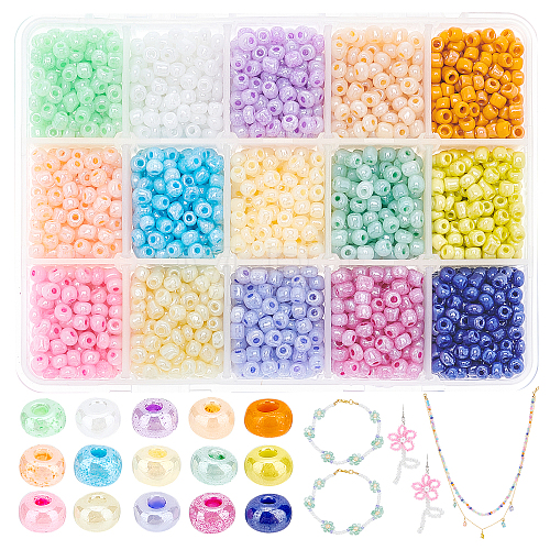 15 Colors Glass Seed Beads SEED-PH0012-08-WH-1