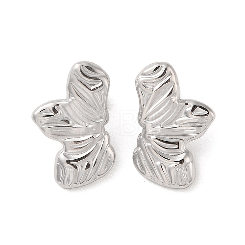 Non-Tarnish Leaf 304 Stainless Steel Stud Earrings for Women EJEW-L272-034P-07-1