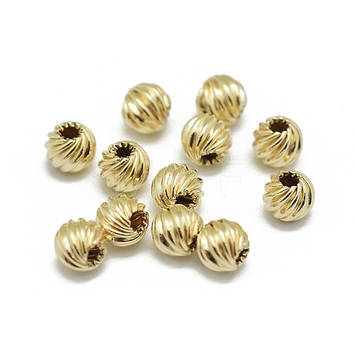 Yellow Gold Filled Corrugated Beads KK-L183-034C-1