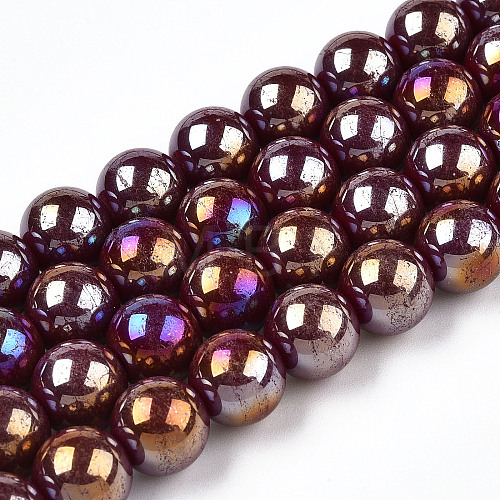 Electroplate Opaque Glass Beads Strands GLAA-T032-P10mm-AB05-1