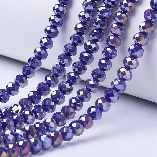 Electroplate Glass Beads Strands EGLA-A044-P1mm-B07-1