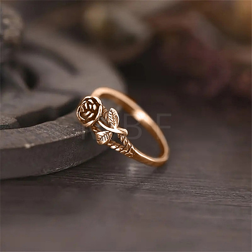 Alloy Rose Finger Rings WG6B24B-08-1