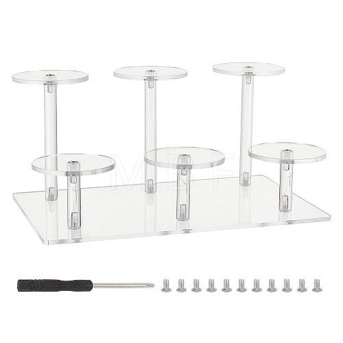 2-Tier Round Transparent Acrylic Toys Action Figures Display Riser Stands ODIS-WH0030-24A-1
