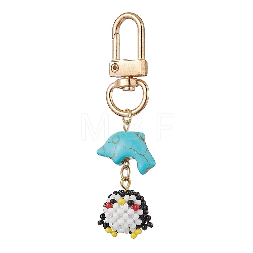 Handmade Glass Seed Penguin Pendant Decorations HJEW-MZ00099-1