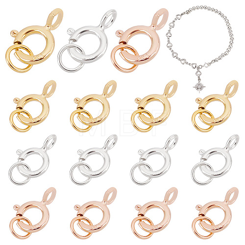   15Pcs 3 Colors 925 Sterling Silver Spring Ring Clasps STER-PH0001-23-1