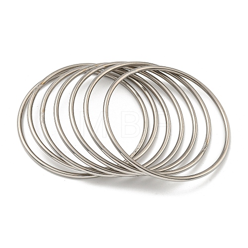 Non-Tarnish 7Pcs Vacuum Plating 202 Stainless Steel Plain Ring Bangle Sets BJEW-M317-16A-P-1