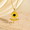 Brass Enamel Sunflower Pendant Necklaces for Women WGCF164-04-1