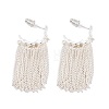 C-Shaped Brass Chain Tassel Stud Earrings EJEW-G391-21S-3