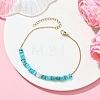 Natural Dyed Freshwater Shell Nuggets Beaded 304 Stainless Steel Cable Chain Anklets for Women AJEW-AN00827-02-1